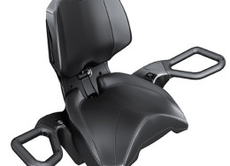 Heated passenger grips & visor outlet